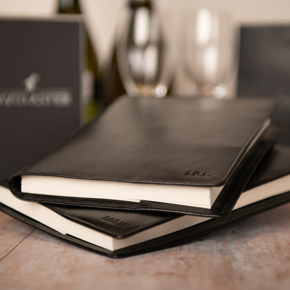 Black Leather Personalised Lined A5 Notebook