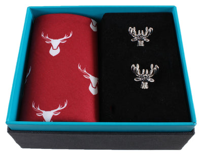 Stag Handkerchief & Cufflink Gift Set