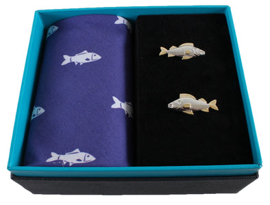 Fish Handkerchief & Cufflink Gift Set