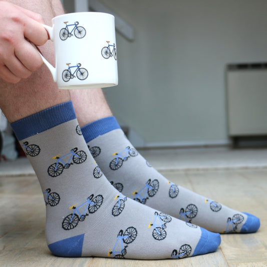 Cycling Fine Bone China Bike Mug & Sock Set