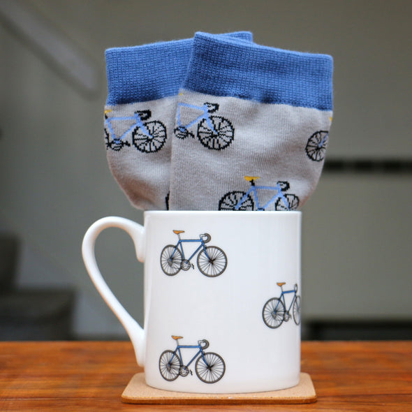 Cycling Fine Bone China Bike Mug & Sock Set