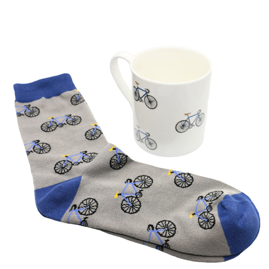 Cycling Fine Bone China Bike Mug & Sock Set