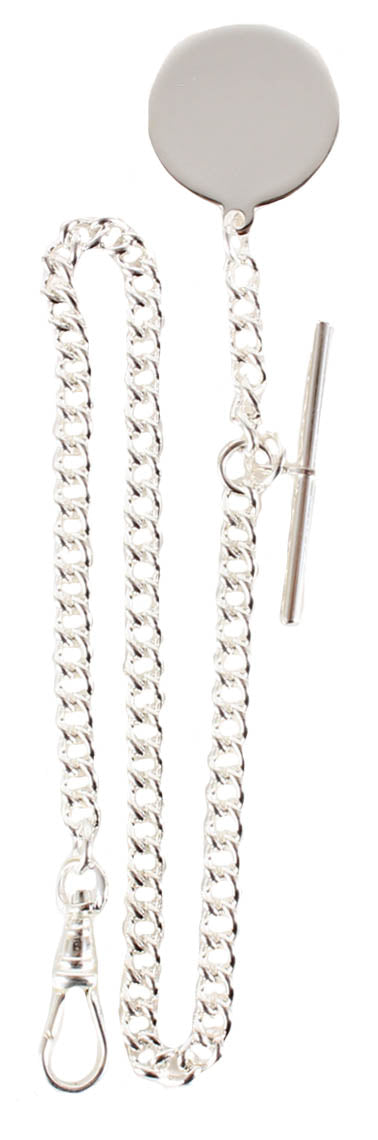 Silver Plated Engravable Pocket Watch Fob Chain