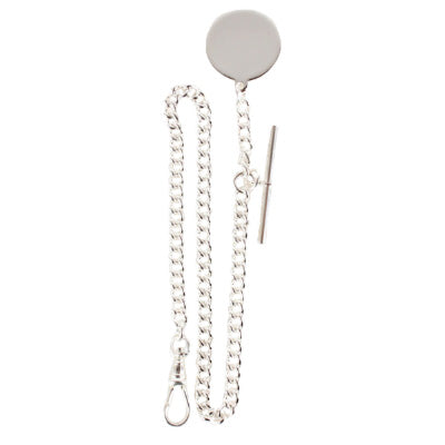 Silver Plated Engravable Pocket Watch Fob Chain