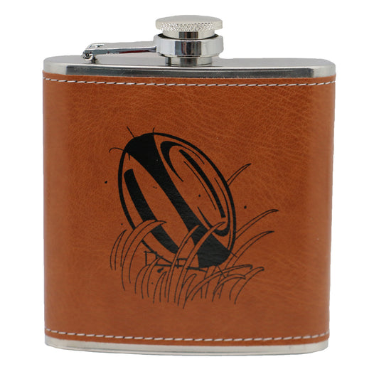 Scrum Down Rugby Embossed Hip Flask