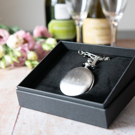 Silver Brushed Quartz Full Hunter Pocket Watch