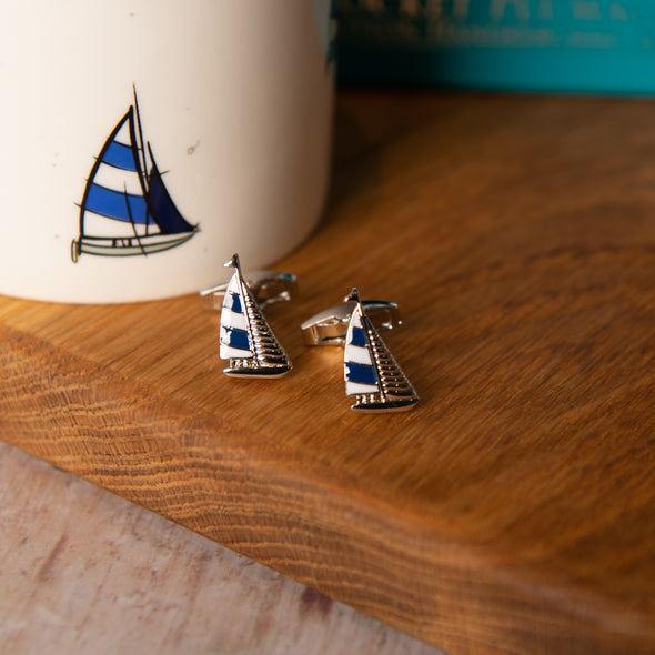 Yacht Blue Engravable Personalised Cufflinks