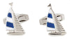 Yacht Blue Engravable Personalised Cufflinks