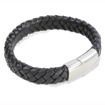 Jacob Black Leather Bracelet - Personalised