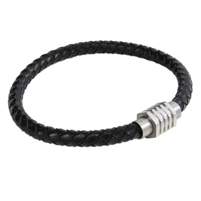 Isaac Black Leather Bracelet