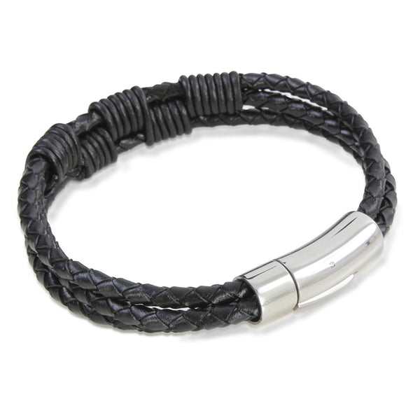 Apollo Black Leather Triple Bracelet