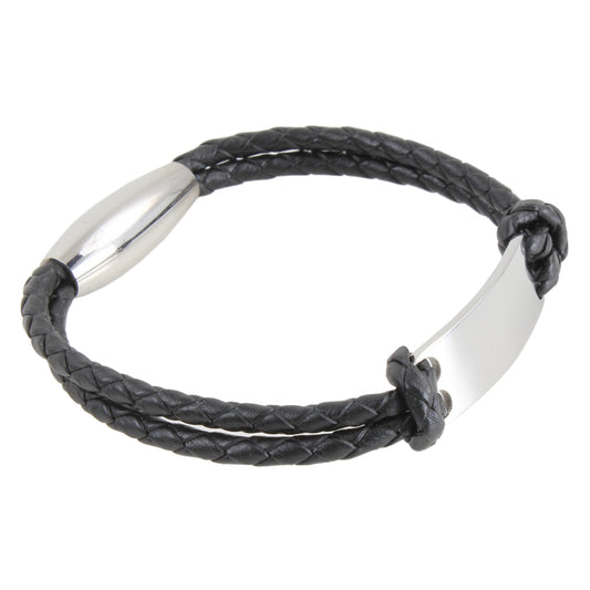 Personalised Byron Black Leather Bracelet