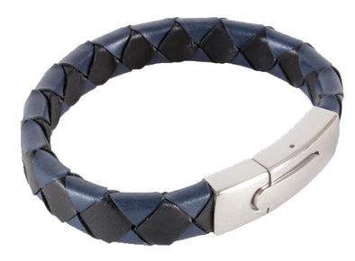 Arlo Black & Blue Braided Leather Bracelet