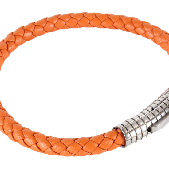 Orange leather bracelet designed by David Aster