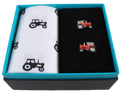 Tractor Handkerchief & Cufflink Gift Set
