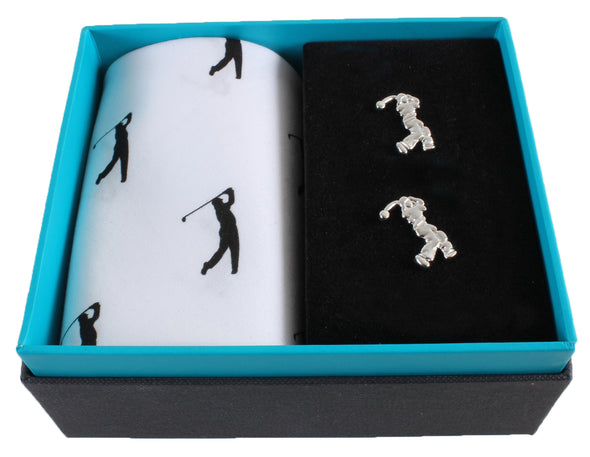 Golf Handkerchief & Cufflink Gift Set