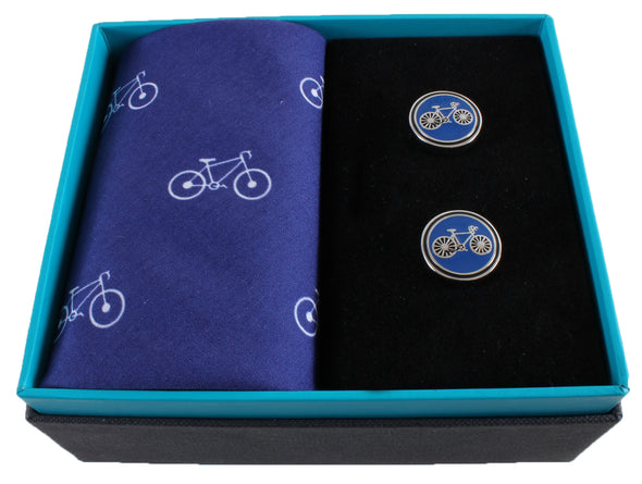 Bicycle Handkerchief & Cufflink Gift Set