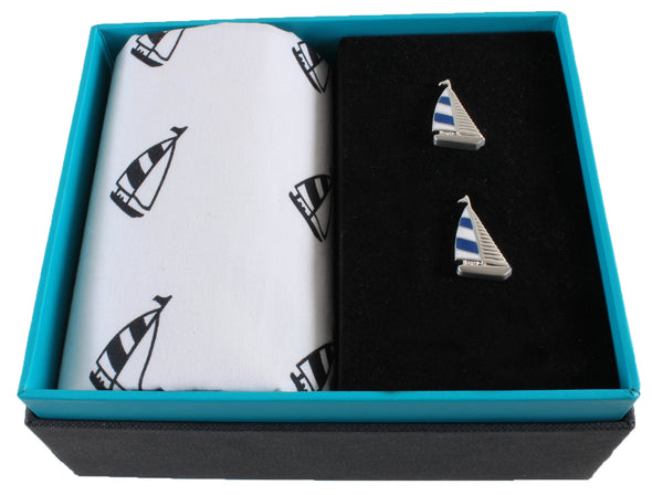 Yacht Handkerchief & Cufflink Gift Set