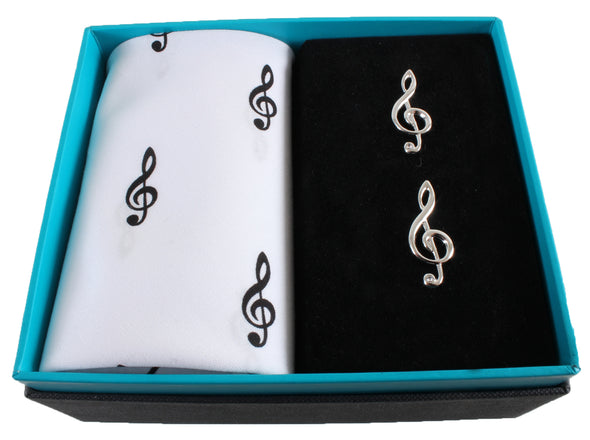 Treble Clef Handkerchief & Cufflink Gift Set