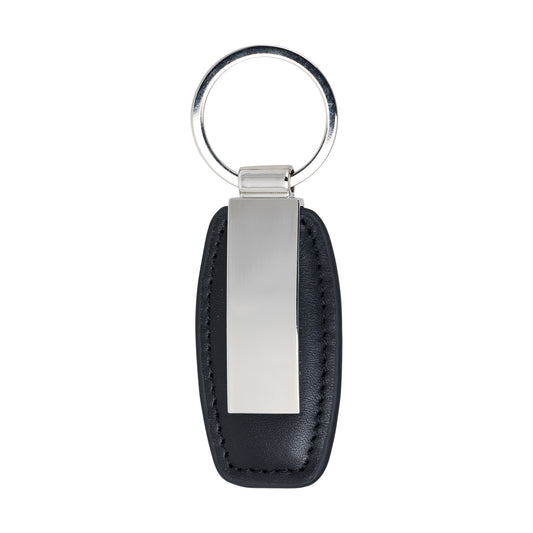 Black Leather Engravable Key Ring