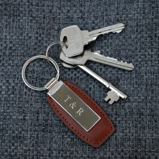 Brown Leather Engravable Key Ring