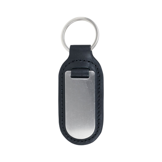 Black Leather Brushed Finish Engravable Key Ring