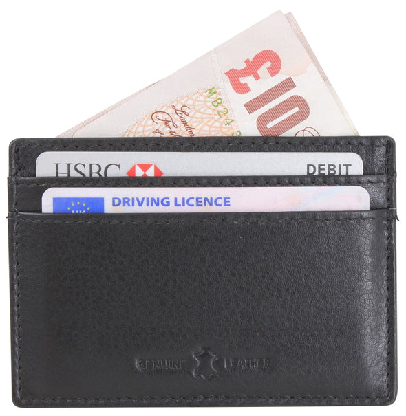 Amos Black RFID Lined Leather Credit Card Holder