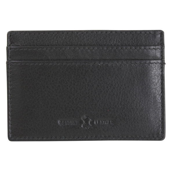 Amos Black RFID Lined Leather Credit Card Holder