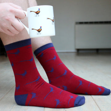 Pheasant Design Mug & Sock Set