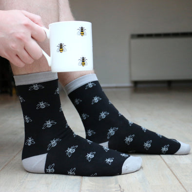 Bee Fine Bone China Mug & Sock Set