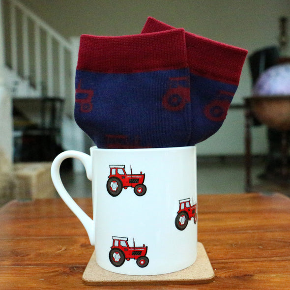 Tractor Fine Bone China Mug & Sock Set