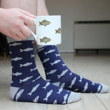 Fish Fine Bone China Mug & Sock Set