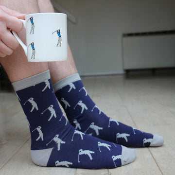Golfer Fine Bone China Mug & Sock Set
