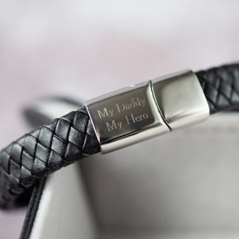Jacob Black Leather Bracelet - Personalised