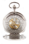 Silver Patterned Half Hunter Mechanical Pocket Watch