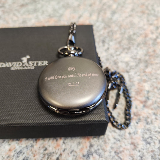 Gun Metal Quartz Full Hunter Pocket Watch